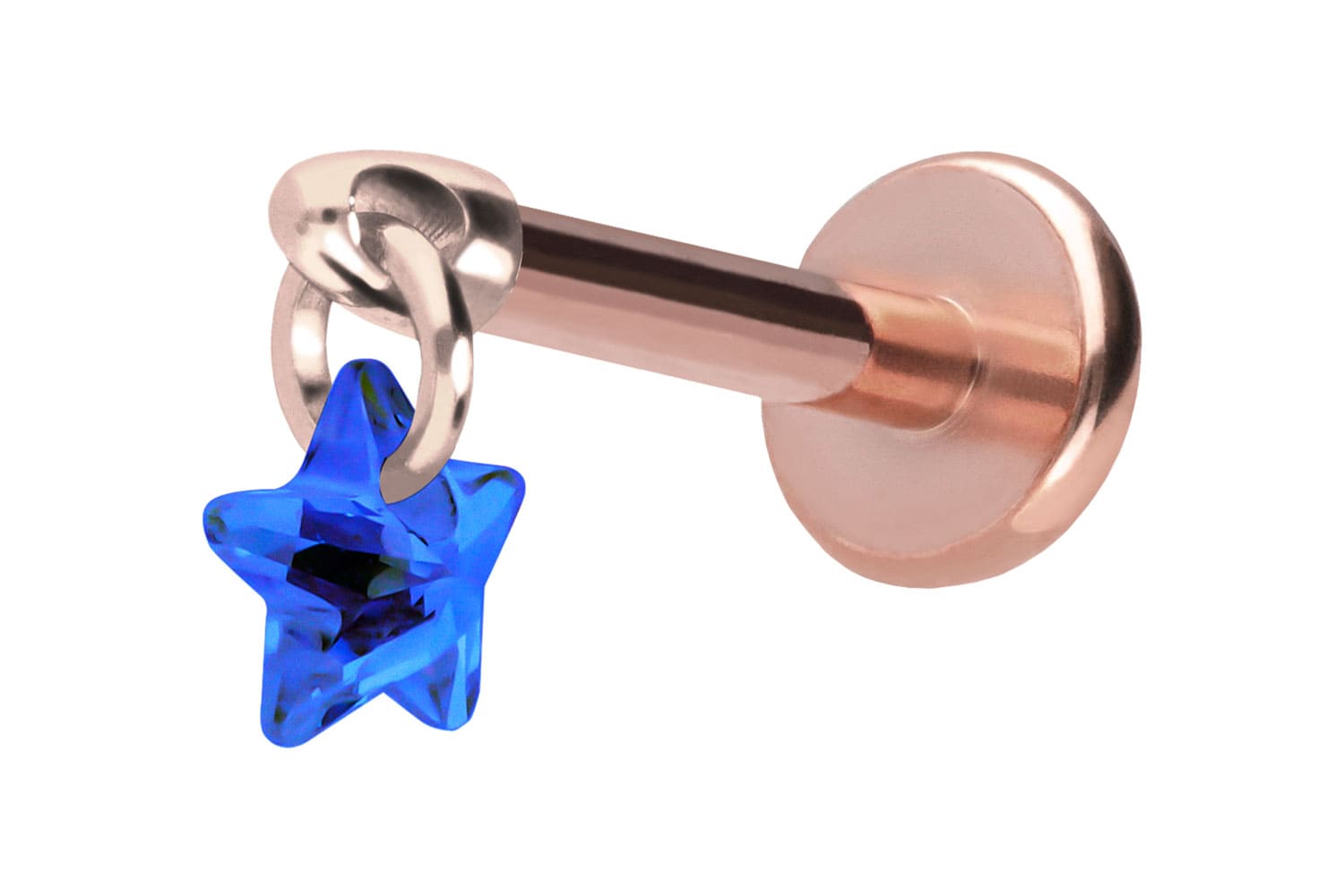 Titan Labret Piercing mit Push Fit KRISTALLSTERN